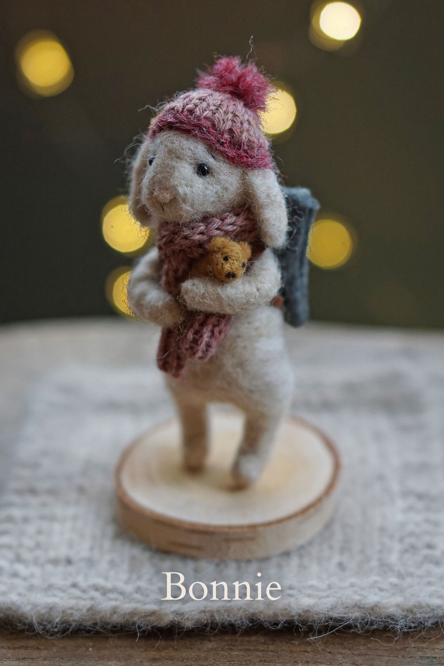 Needle Felted Lop Eared Winter Bunnies