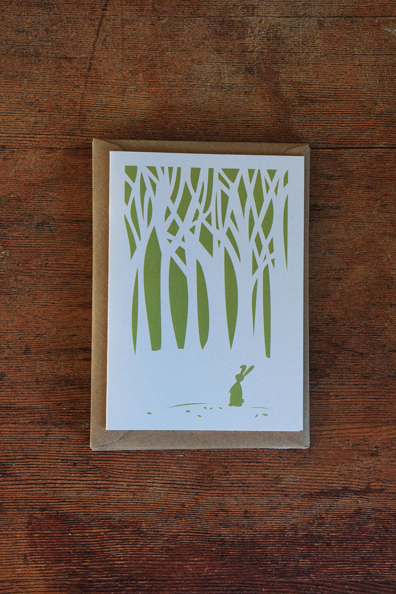 Set of Six White Woodland Bunny Greetings Cards