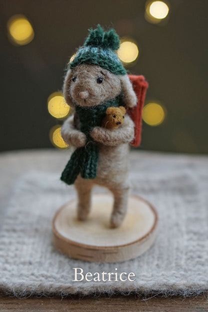 Needle Felted Lop Eared Winter Bunnies