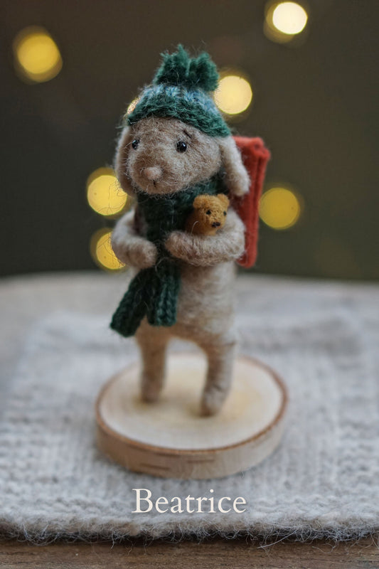 Needle Felted Lop Eared Winter Bunnies