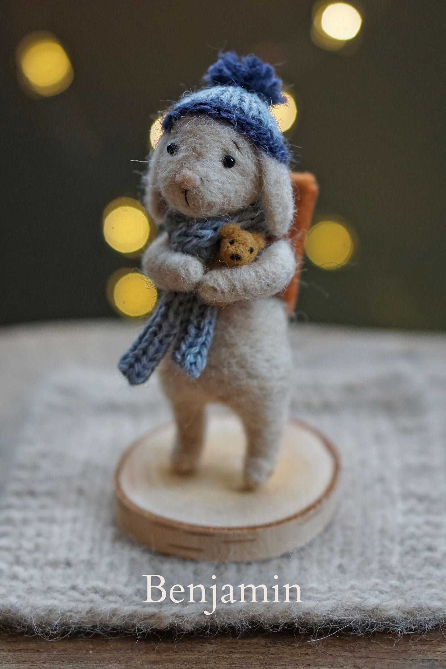 Needle Felted Lop Eared Winter Bunnies