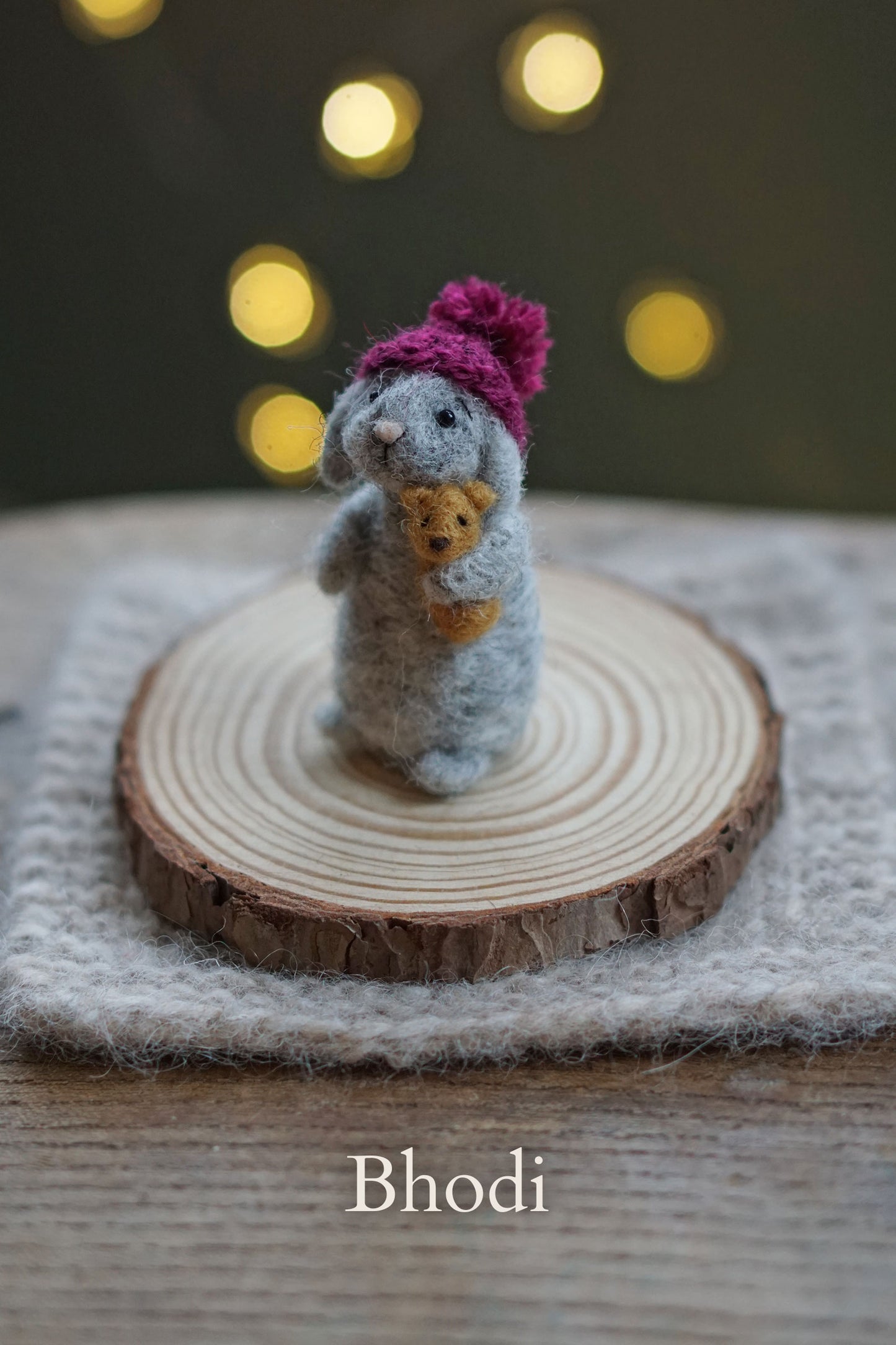 Needle Felted Miniature Lop Eared Winter Bunnies