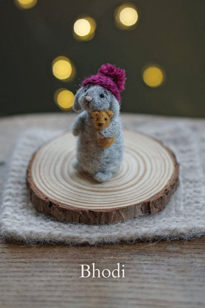 Needle Felted Miniature Lop Eared Winter Bunnies