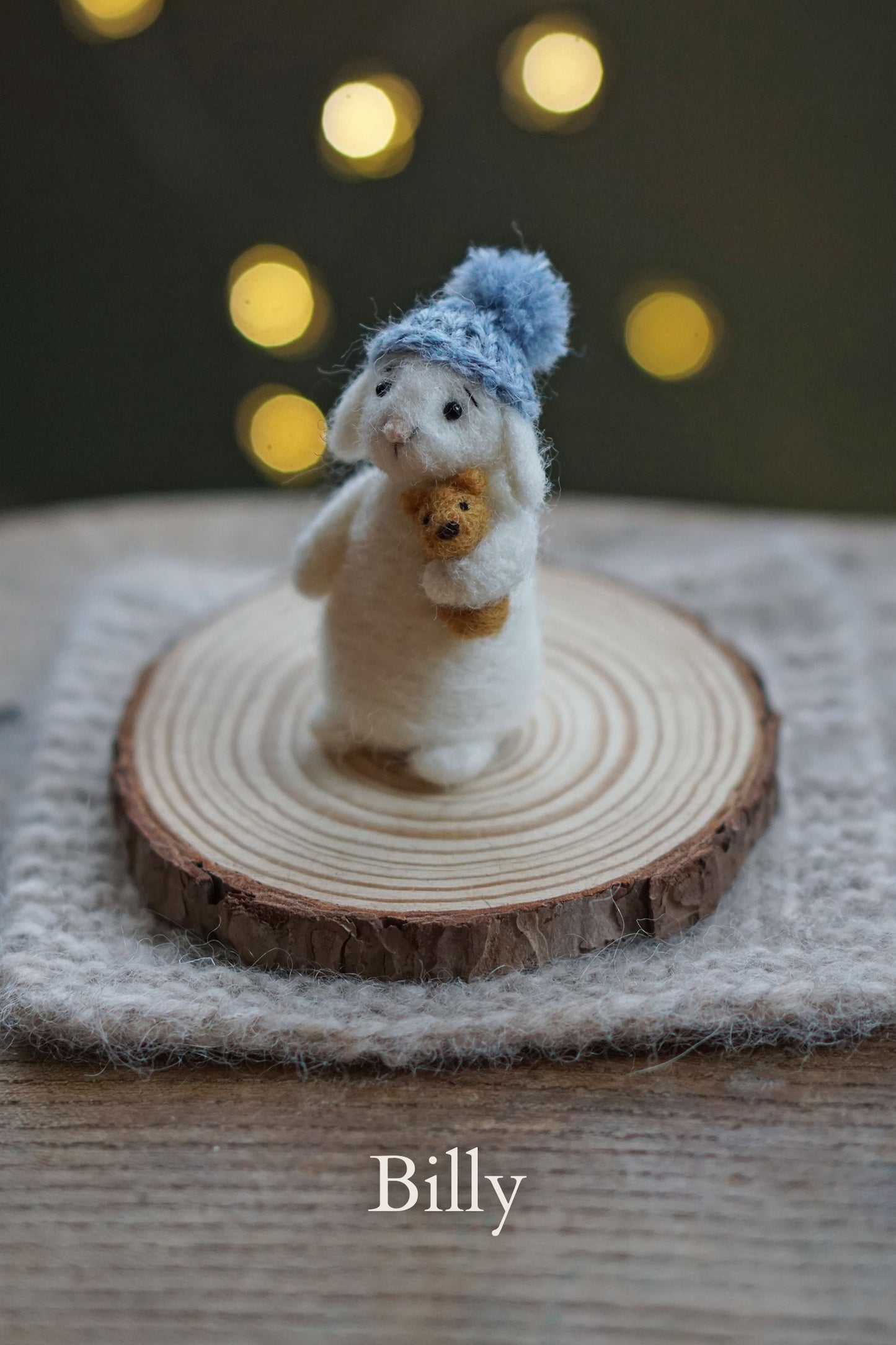Needle Felted Miniature Lop Eared Winter Bunnies