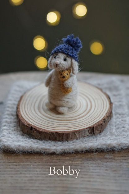 Needle Felted Miniature Lop Eared Winter Bunnies