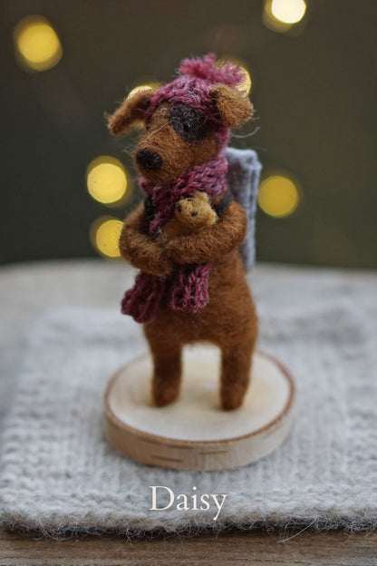Needle Felted Winter Dog