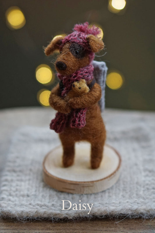 Needle Felted Winter Dog