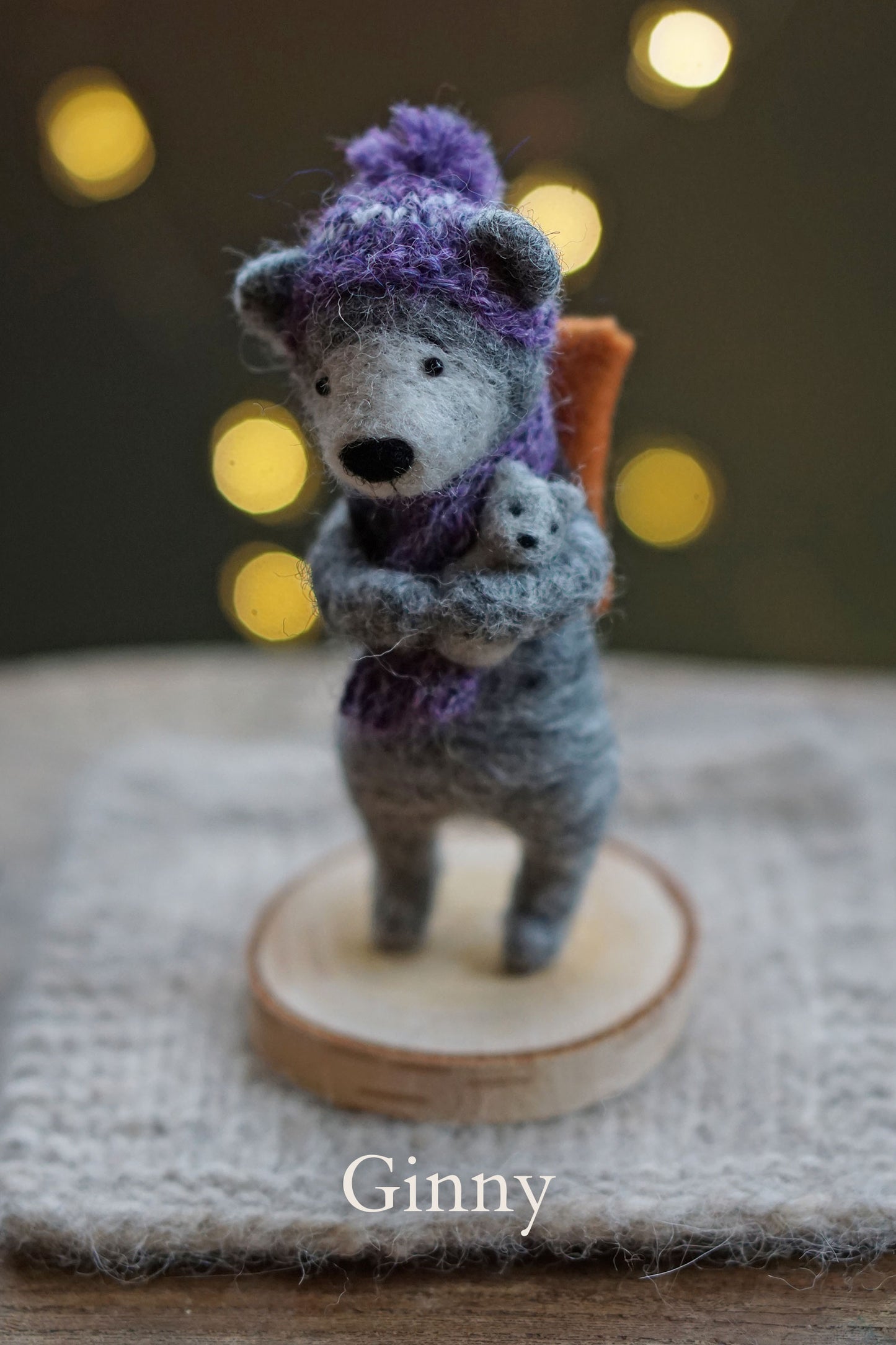 Needle Felted Grey Winter Teds
