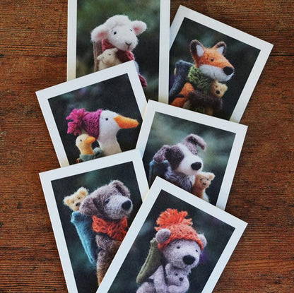 Set of Six Mini A7 Woodlander Portrait Greetings Cards