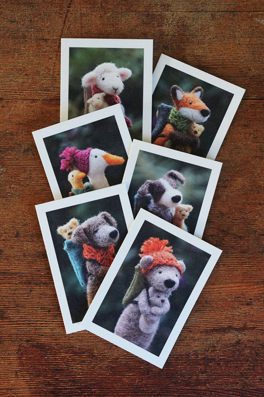 Set of Six Mini A7 Woodlander Portrait Greetings Cards
