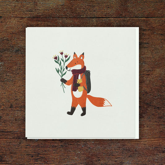 Fox with Flowers Greetings Card